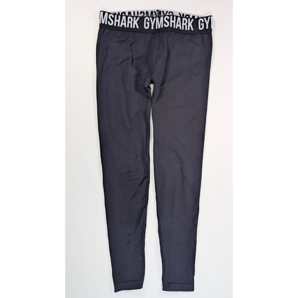 Gymshark Fit Seamless Leggings Black High Waisted Branded Waistband Womens Small
